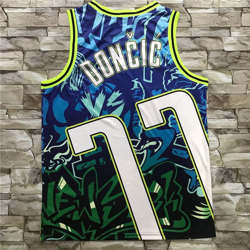 Men Dallas Mavericks #77 Doncic Blue Heat transfer 2021 NBA Jersey->washington wizards->NBA Jersey